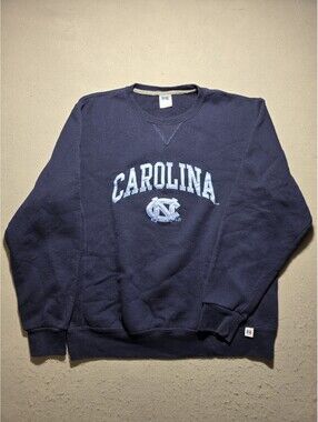 Vintage Russell Athletic UNC Carolina Sweatshirt Mens Lg Navy Blue Crewneck 90s